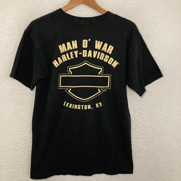 Harley Davidson Shirt Mens Fits Like M Biker Motorcycle Gear Metal Man O War KY - Picture 5 of 8